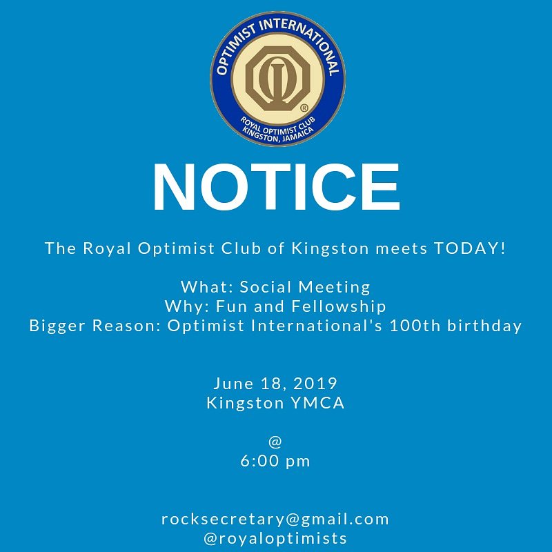 royaloptimists's tweet photo. The Royal Optimist Club of Kingston meets today at the Kingston YMCA! .
.
.

What: Social Meeting
Why: Fun and Fellowship
Bigger Reason: Optimist International's 100th birthday 
Time: 6:00pm .
.
.

Come join us!

#Optimists
#CentennialYear
#IMPACT https://t.co/bFPB9tkjjP