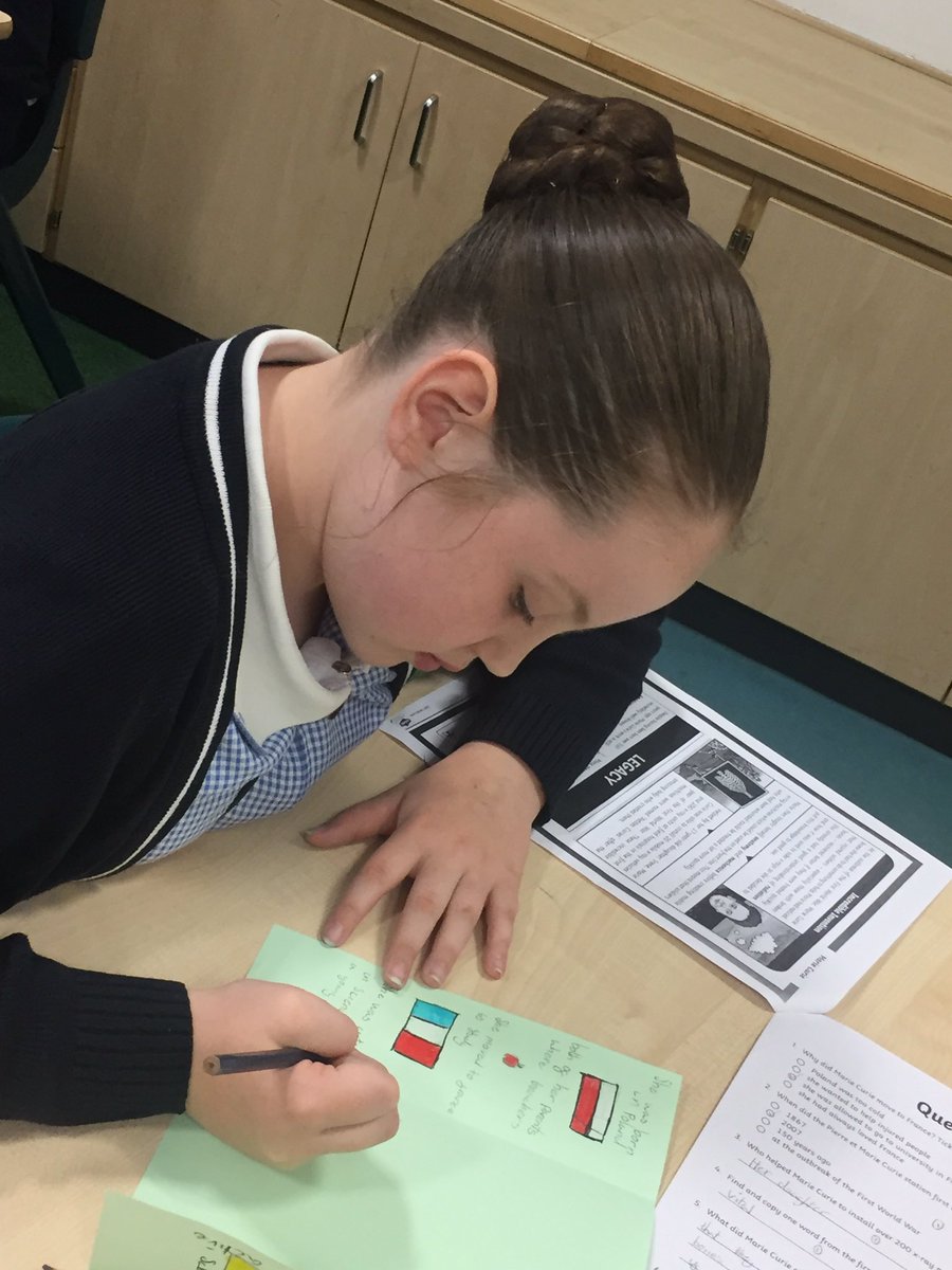 StAndrewsP7b's tweet photo. What a fab day I’ve had @StAndrews_P6  were an absolute pleasure to teach today! They used their notes about Marie Curie to create a factfile! https://t.co/KBXvngJsCM