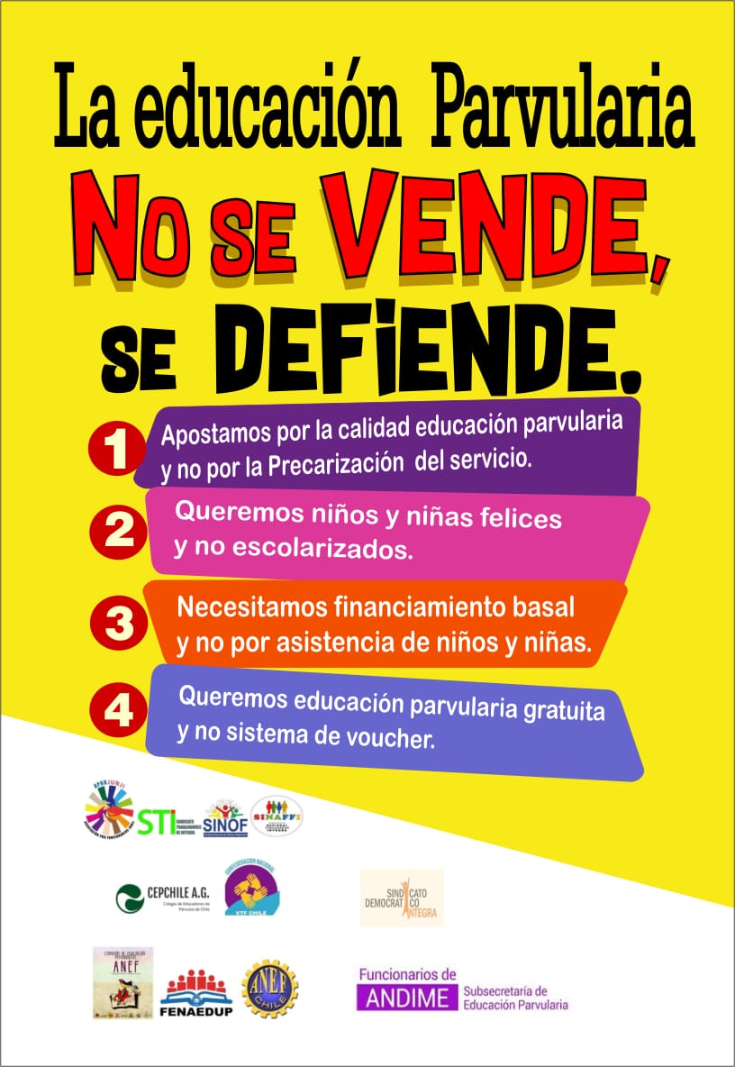 MaguitoAS's tweet image. Apoyo al Paro de trabajadoras de la educación parvularia en #Chile
Por primera vez, los tres sistemas de educación inicial: Integra, Junji y VTF (Vía Transferencia de Fondos) se unen para rechazar la privatización del sector.
¡La #educacion parvularia no se vende, se defiende!
