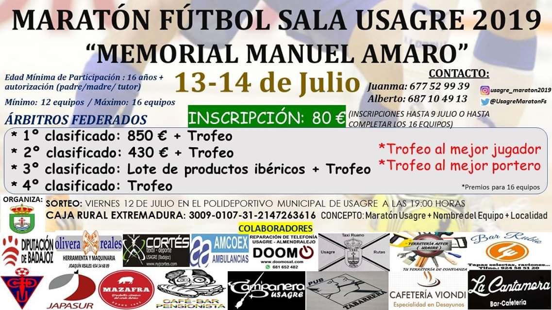 Máxima difusión Rt @CDUsagre <a href="/JAReinaGonzalez/">José Antonio Reina</a> <a href="/moisestejed/">Moisés Tejedor D.</a> <a href="/UDFDC/">UD Fuente de Cantos</a> <a href="/UD_Bienvenida/">UD Bienvenida</a> <a href="/CD_Berlanga/">C.D. Berlanga</a> @ZafraAtletico @spriberena <a href="/UD_Fornacense/">U.D.Fornacense</a> <a href="/adllerenenseof/">A.D. LLERENENSE</a> <a href="/cdazuaga/">CD Azuaga</a> <a href="/adgranjafutsal/">Granja Futsal</a>