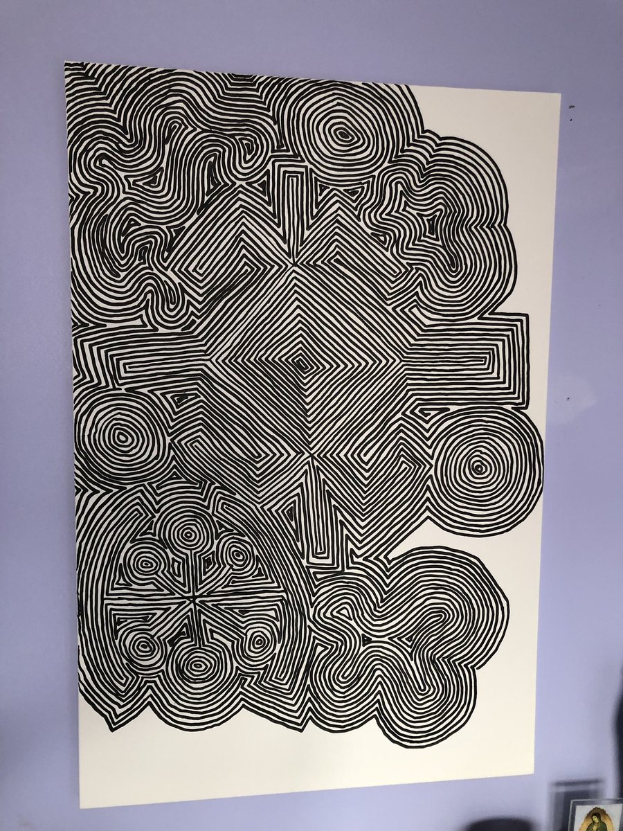 OmniaSolArt's tweet image. #workinprogress almost finished! 24x36 inches! $500 or best offer! Dm if interested! #lineart #painting #moireart #moirepattern #opart #kineticart