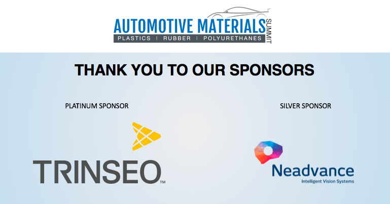SustainPlastics's tweet photo. A big thank you to our sponsors for all their support at the inaugural #AutoMaterialsSummit https://t.co/o9xNShPfm0