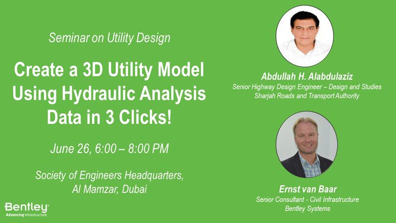 BentleyMidEast's tweet image. Society of Engineers in collaboration with #BentleySystems invite you to a complimentary seminar on #UtilitiesDesign, for more information please click here: bit.ly/2RjCBtN
#Infrastructure #Utilities #Drainage #Highways #RoadDesign #CivilDesign #CivilEngineering
