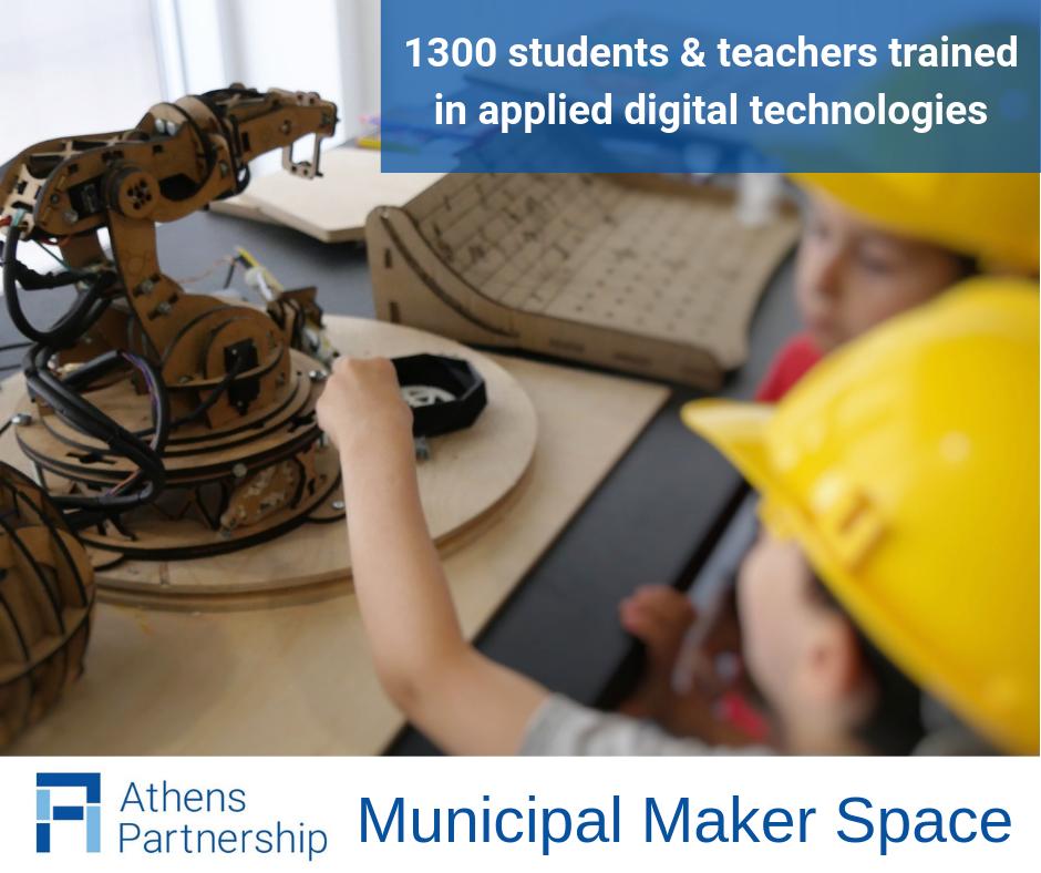 Athens' 1st Municipal Maker Space, with the Τechnical Uni of Crete and a founding grant by <a href="/SNForg/">Stavros Niarchos Foundation (SNF)</a>: 1300 students &amp; teachers trained in the pilot phase + 1.5 million euro in City funding secured Read about it in our 2018 Annual Report: bit.ly/2018_AP #athenspartnership