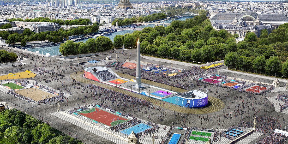 Paris2024's tweet photo. > 30 sports olympiques et paralympiques à découvrir et à pratiquer
> 150 athlètes présents
> 10 heures d’animations et d’initiations au sport pour tous
Dimanche 23 juin, en famille ou avec vos amis, venez à la Concorde pour la #JourneeOlympique
Entrée libre entre 9h et 19h https://t.co/bA0NJ8bWTy