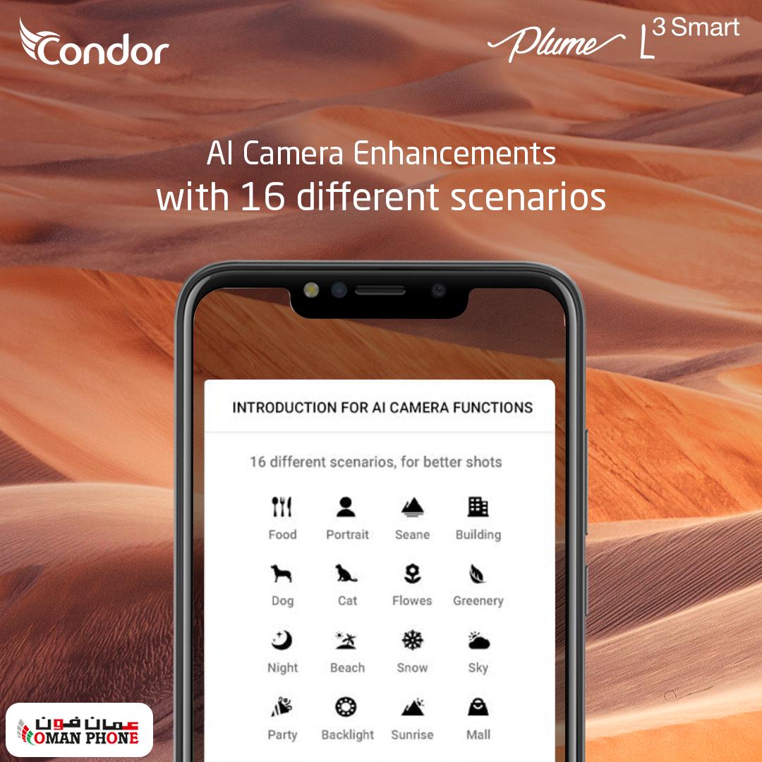 condormobileom's tweet photo. With 16 different scenarios, all your photos will have the best enhancements
Available at Oman Phone outlets
-----
مع 16 مشهدا مختلفاً في إعدادات الكاميرا الذكية، كل صورك ستكون في أفضل وضعية
متوفر في منافذ عمان فون
#Oman #Muscat #Condor #CondorMobile #AndroidMobile #PlumeL3Smart https://t.co/LwS2dAgEel