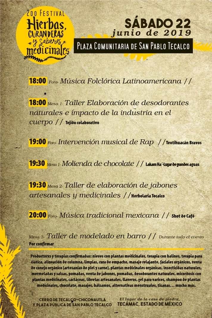 12POTecamac's tweet photo. Los compañeros de Tecalco @VecinosCerroTec, invitan A LA CELEBRACIÓN DEL SOLSTICIO DE VERANO y al 2o FESTIVAL HIERBAS, CURANDERAS Y SABERES MEDICINALES, el viernes 21 y sábado 22 de junio de 2019. Plaza Comunitaria, San Pablo Tecalco, Tecámac, Edo. Méx. https://t.co/IGoaI01wqh https://t.co/tw9rGKw6SN