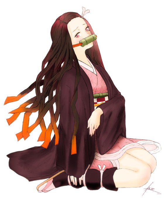 灯零さんがTwitterに投稿した竈門禰豆子(鬼滅の刃)のイラスト。