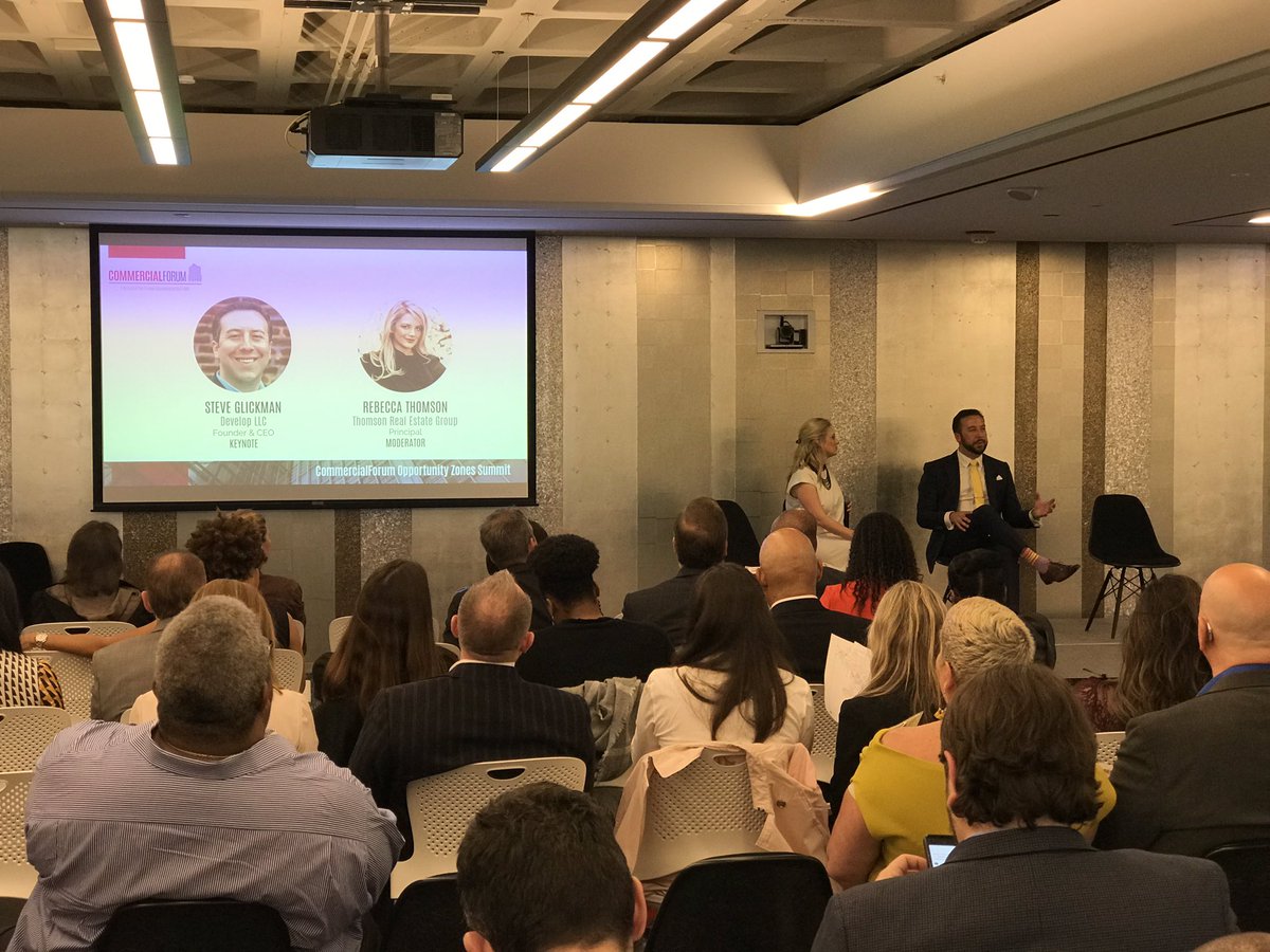 Keynote @StevenGGlickman &amp; CAR Past-President Rebecca Thomson diiscuss the future of #OpportunityZone #investment in #Chicago at the #CommercialForum Opportunity Zone Summit. #CRE