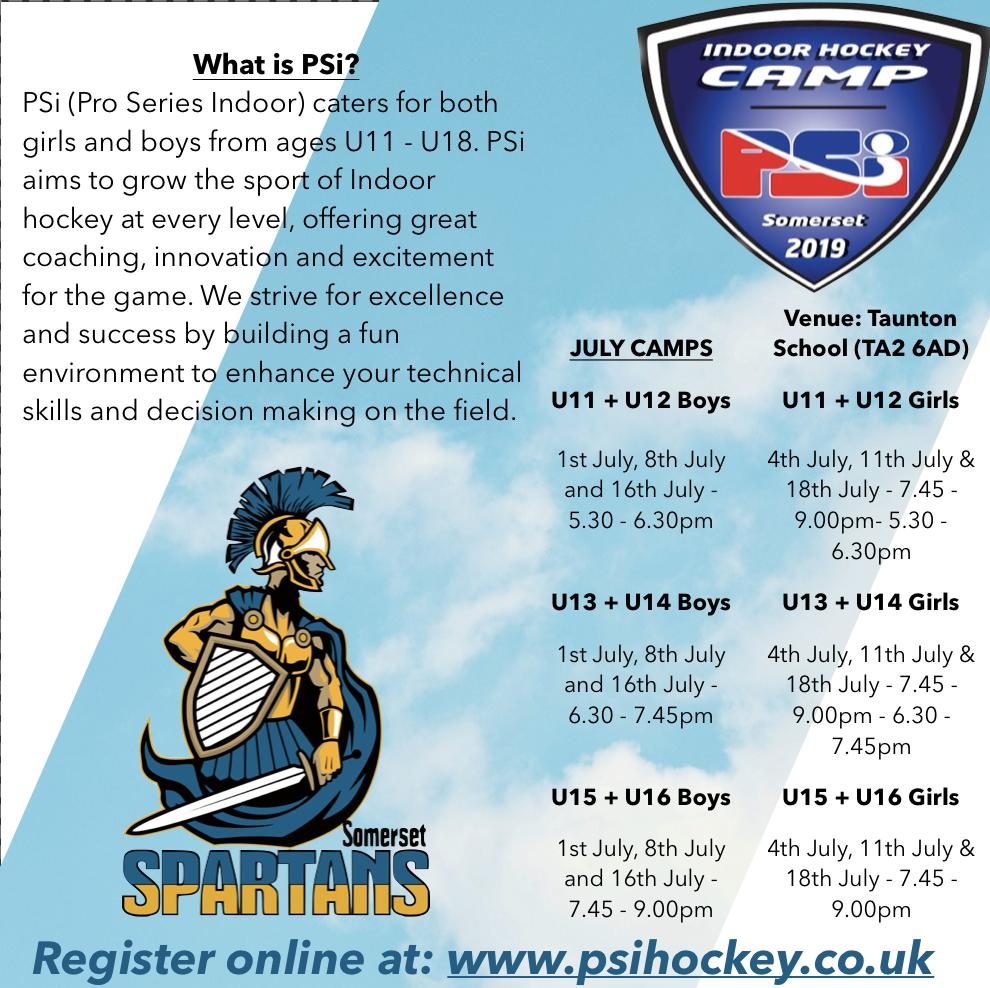 Are you looking to improve your hockey🏑? We are hosting Indoor Specialist Camps this July through <a href="/PSiSomerset/">PSi Somerset Spartans Hockey</a> and <a href="/PSiHockey/">PSi Hockey</a> Come and join the fun and Visit psihockey.co.uk  for more information!