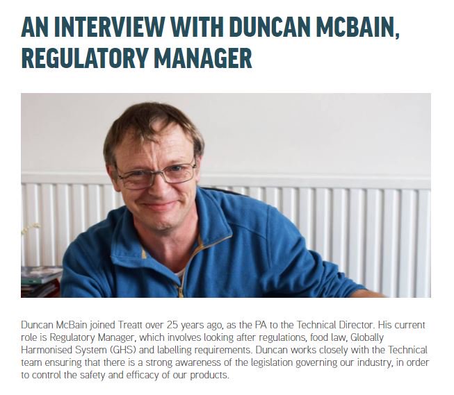 treattworld's tweet image. Read our interview with Duncan McBain, Regulatory Manager. We asked Duncan how does he keep up with regulations and what he thinks will be the next biggest change or challenge in our industry. treatt.com/news/an-interv… #LongServiceRecognition #RegulatoryKnowledge #MeetDuncan