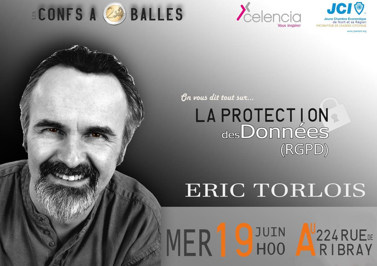 Rendez-vous demain à 19h pour la "Conf à 2 balles" organisée par la <a href="/JCENiort/">JCE Niort</a> sur la RGPD !