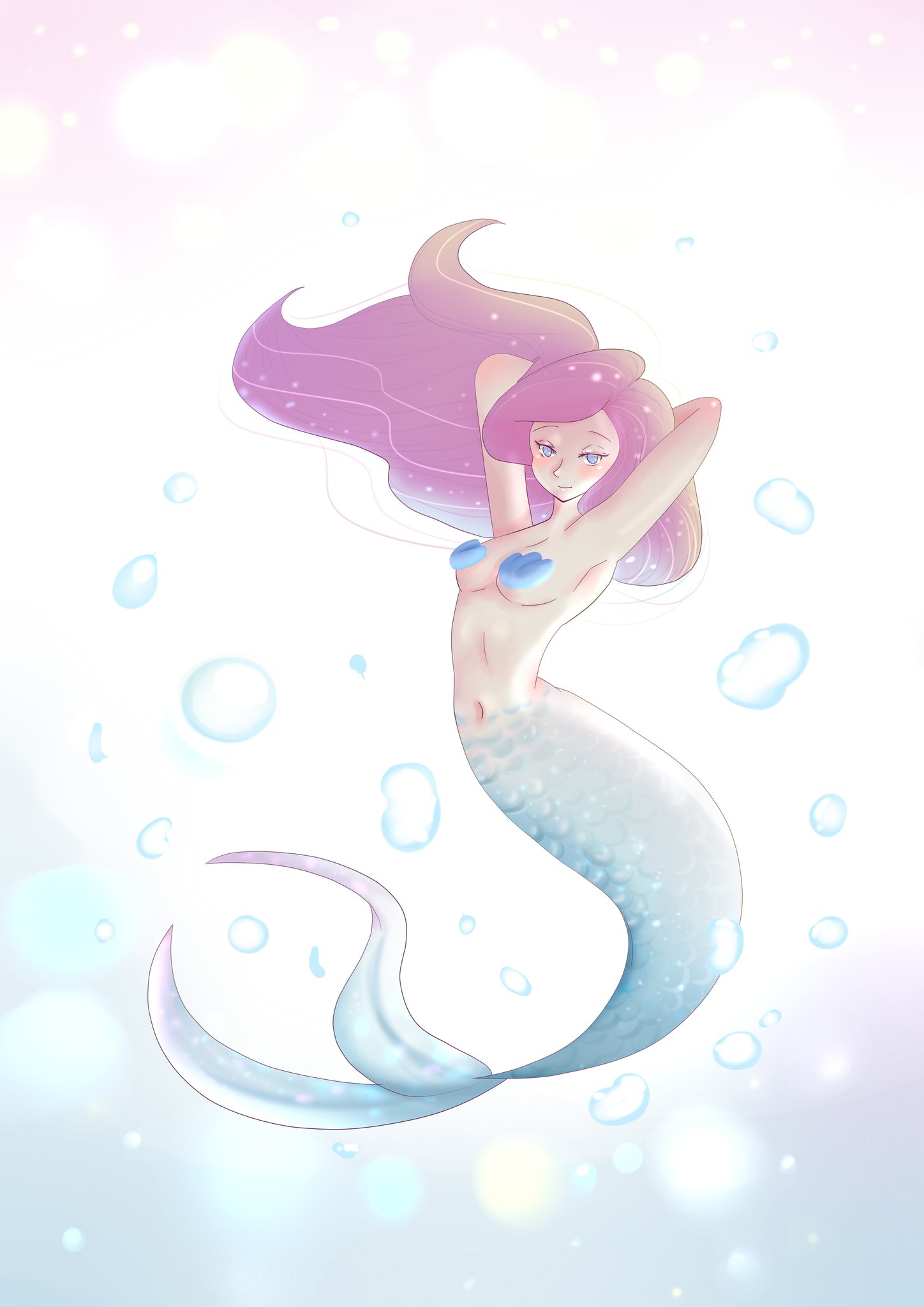 Premium Vector  Illustration of a sitting mermaid girl hand drawn vector  anime illustration
