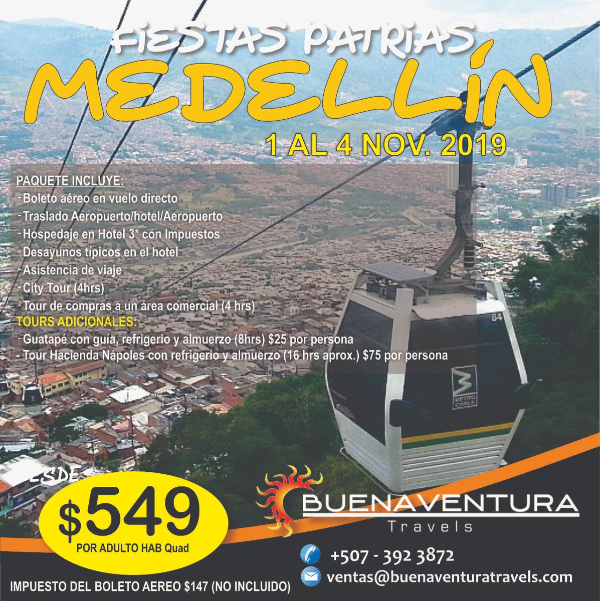 BVTRAVEL's tweet image. Vamos juntos a la hermosa #Medellin. Sin duda un destino #BuenaventuraTravels
.
Comenta o Llama para cotizar
392-3870 / 392-3872
reservas@buenaventuratravels.com
.
.
#Colombia | #panama | #pty | #travel | #familia | #family | #agenciadeviajes | #turismo | #vacaciones