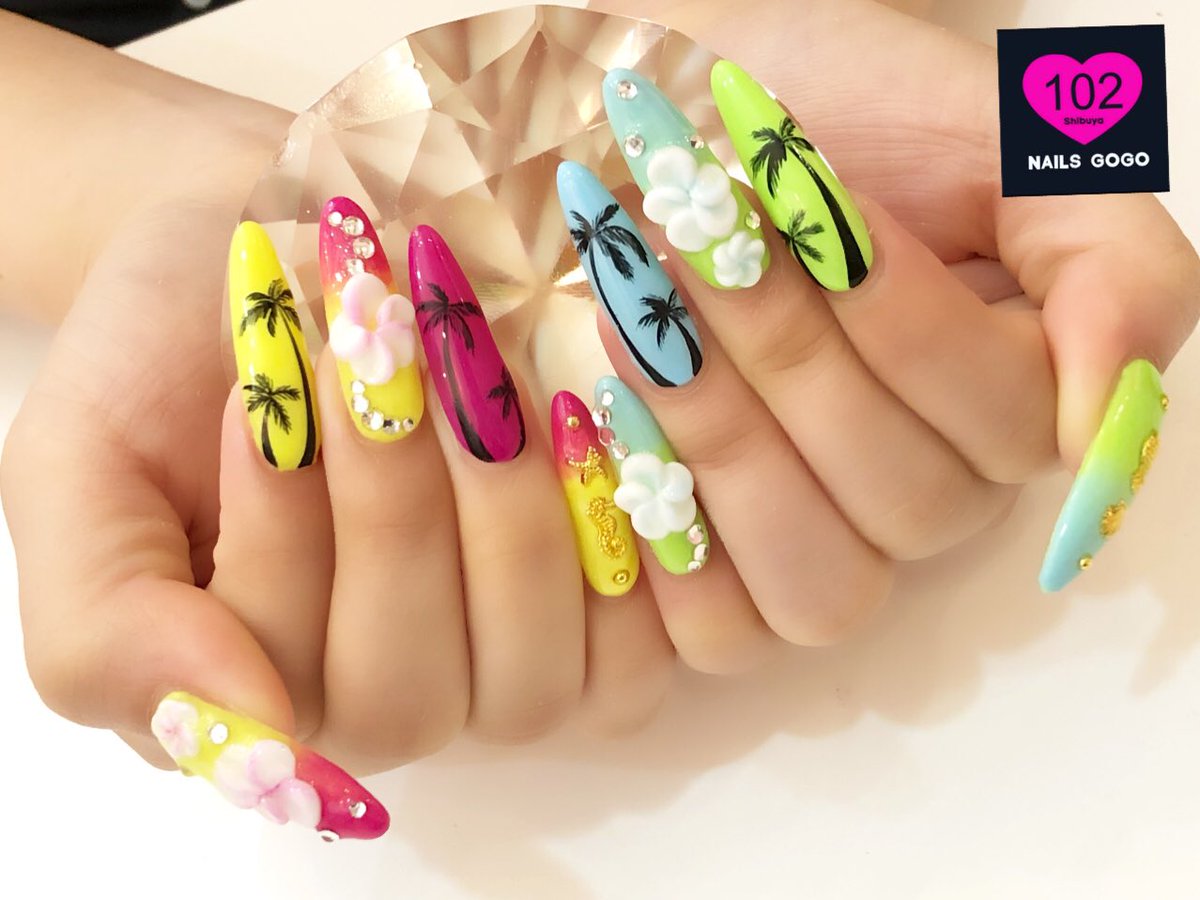 Nailsgogo ٹوئٹر پر T Co A0ltz1ekhe 渋谷センター街 ネイルサロン 03 5728 4343 こんにちは ご紹介 ネイルは プルメリアネイル ヤシの木ネイル 夏ネイル お待ちしてます 渋谷ネイルサロン 渋谷ネイル スカルプ ネイル ネイルデザイン やり放題