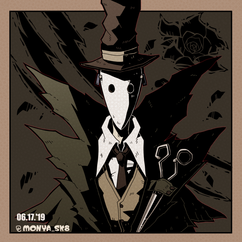 もにゃ En Twitter 続きのハンター４人 リッパージャック 黄衣の王ハスター 白黒無常謝必安 范無咎 芸者美智子 第五人格イラスト Identifyvイラスト