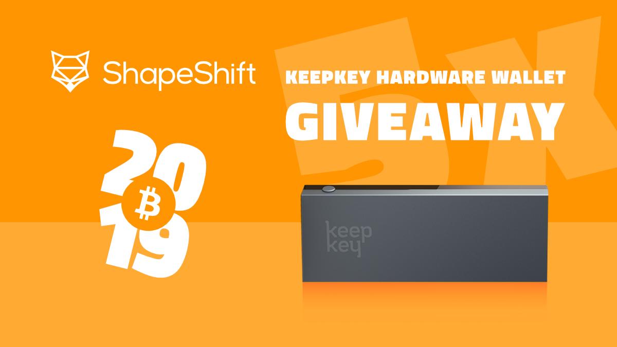 🎉#Bitcoin Wallet #GIVEAWAY 🎉
To celebrate #ShapeShift's new platform, we are giving away 5 #KeepKey Hardware Wallets on Twitter! Good luck &amp; happy hodling! 

✨To Enter ✨
🚀 Follow @ShapeShift_io &amp; @bitcoin2019conf 
📡 Retweet &amp; comment.

#Bitcoin2019 bitcoin2019conference.com