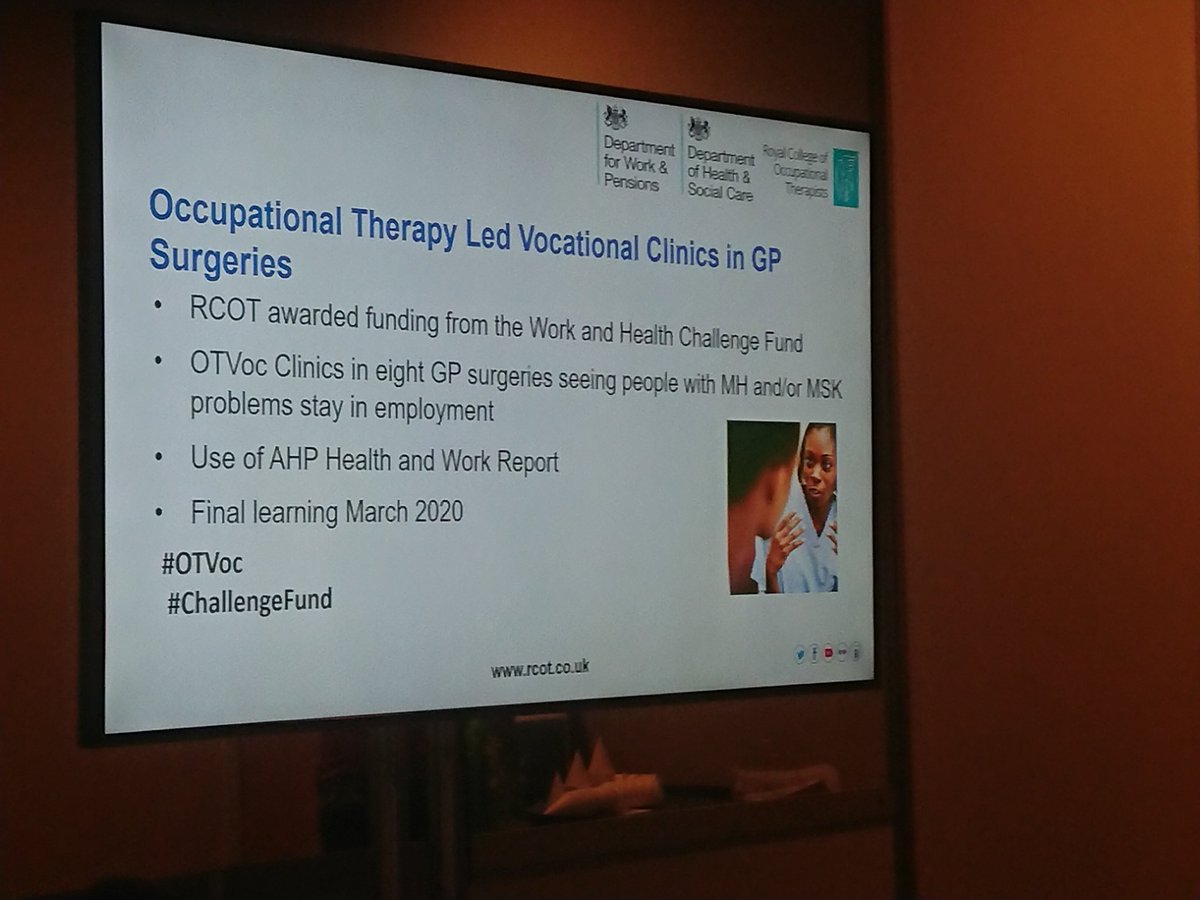 SheffOTCA's tweet image. Prevention starts with employment work lead by @AvrilDrummond1 please tell me more about #OTVoc #ChallengeFund @theRCOT #RCOT2019 @ElizabethCasso1