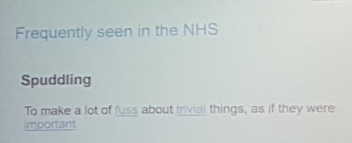 At an excelent #teamtransition day today, and learnt one of the best things ever from @Gill_Improver - the word Spuddling. I am so going to use this at my next nhs meeting!