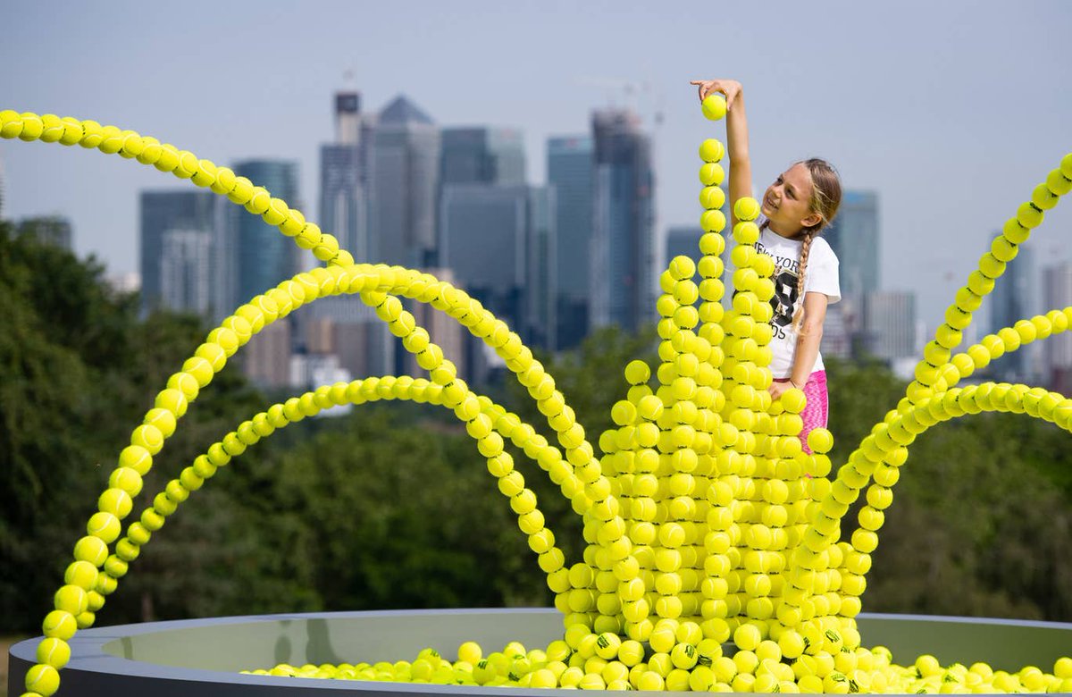 WaterAidPress's tweet photo. GALLERY: @EveningStandard featured @WaterAidUK &amp; @WimbledonFdn's tennis ball fountain in their pics of the day. 

The fountain's 2,631 tennis balls represent the average # of lives that could be saved each day if everyone had clean water &amp; decent toilets. https://t.co/l3fsvN2GDN https://t.co/njK00dbbQi