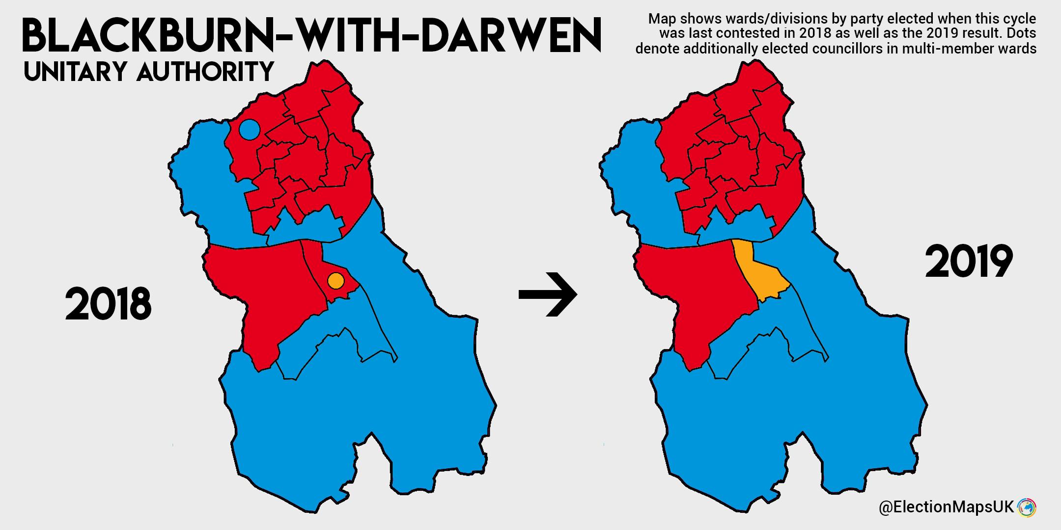 Blackburn With Darwen Map Election Maps Uk On Twitter: "Blackburn With Darwen #Le2019: Lab: 12 (-1)  Con: 4 (=) Ldm: 1 (+1) Council Now: Lab 36, Con 13, Ldm 2. Labour Hold.  Https://T.co/9Y6Rivc0Sd" / Twitter