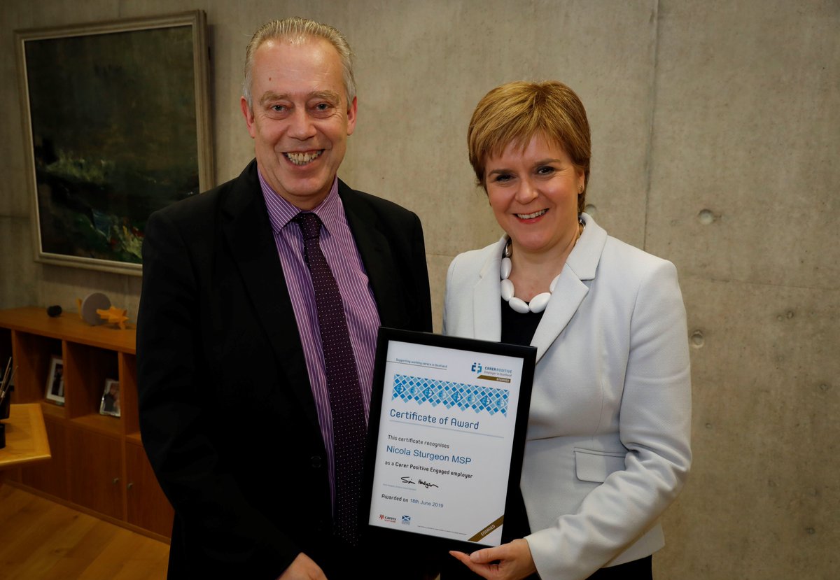 CarerPositive's tweet photo. We are delighted that @NicolaSturgeon @ScotGovFM has become a #CarerPositive employer. We welcome her support in highlighting the challenges faced by working carers and leadership in creating a supportive workplace for #carers. https://t.co/q5tH40PD7B
