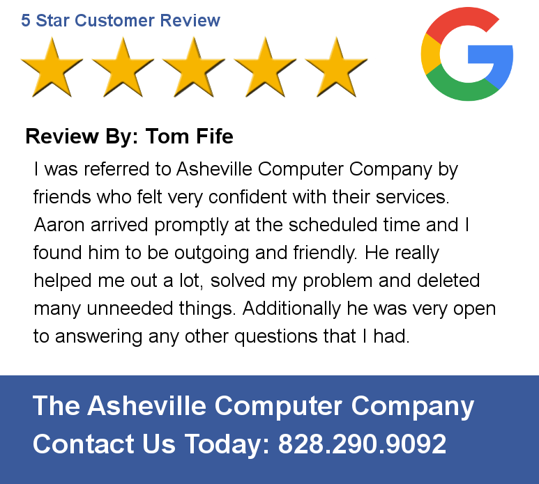 TheAshvCompCo's tweet photo. Review By: Tom Fife I was referred to Asheville Computer Company by friends who felt very confident with their servi https://t.co/lSeHPIuuOS