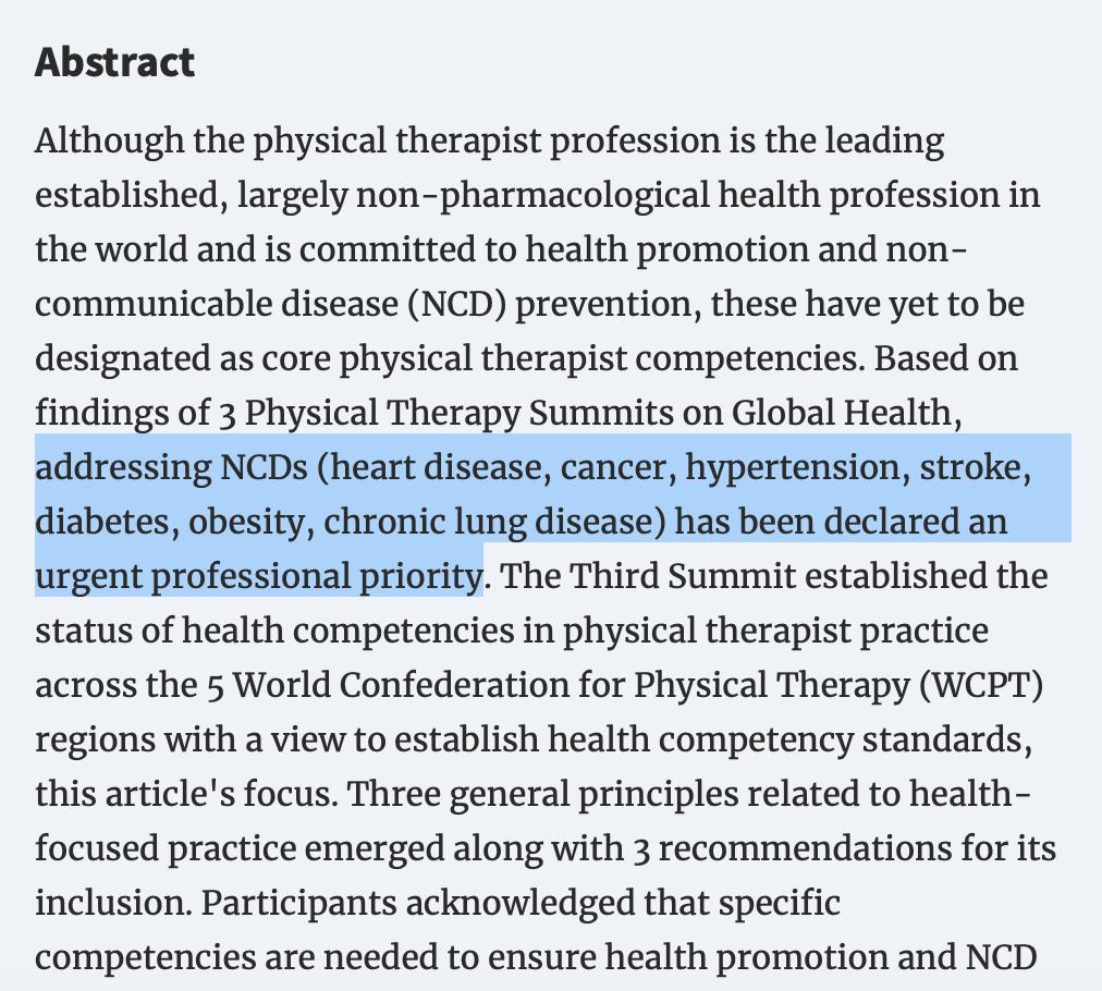 New manuscript in #PhysicalTherapy Journal suggests "Health Competency Standards in Physical Therapist Practice." Our #FranU #DPT students are currently preparing #exercise programs for these specific NCDs in our Exercise Physiology Class! academic.oup.com/ptj/advance-ar…