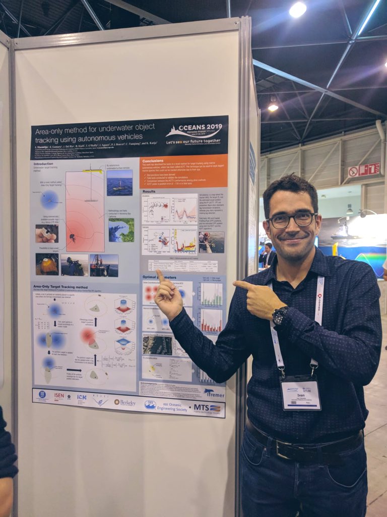 Presenting my latest work around novel area-only underwater target tracking! @la_UPC @MBARI_News @isenbrest @ICMCSIC . Thanks to @spartacusGC,  @jdelrio_vng, T. O’Reilly, B. Kieft, J. Aguzzi, PJ. Bouvet, C.Fannjiang, @KakaniKatija #vemco #WaveGlider #OCEANS19 #Marseille #oes #mts