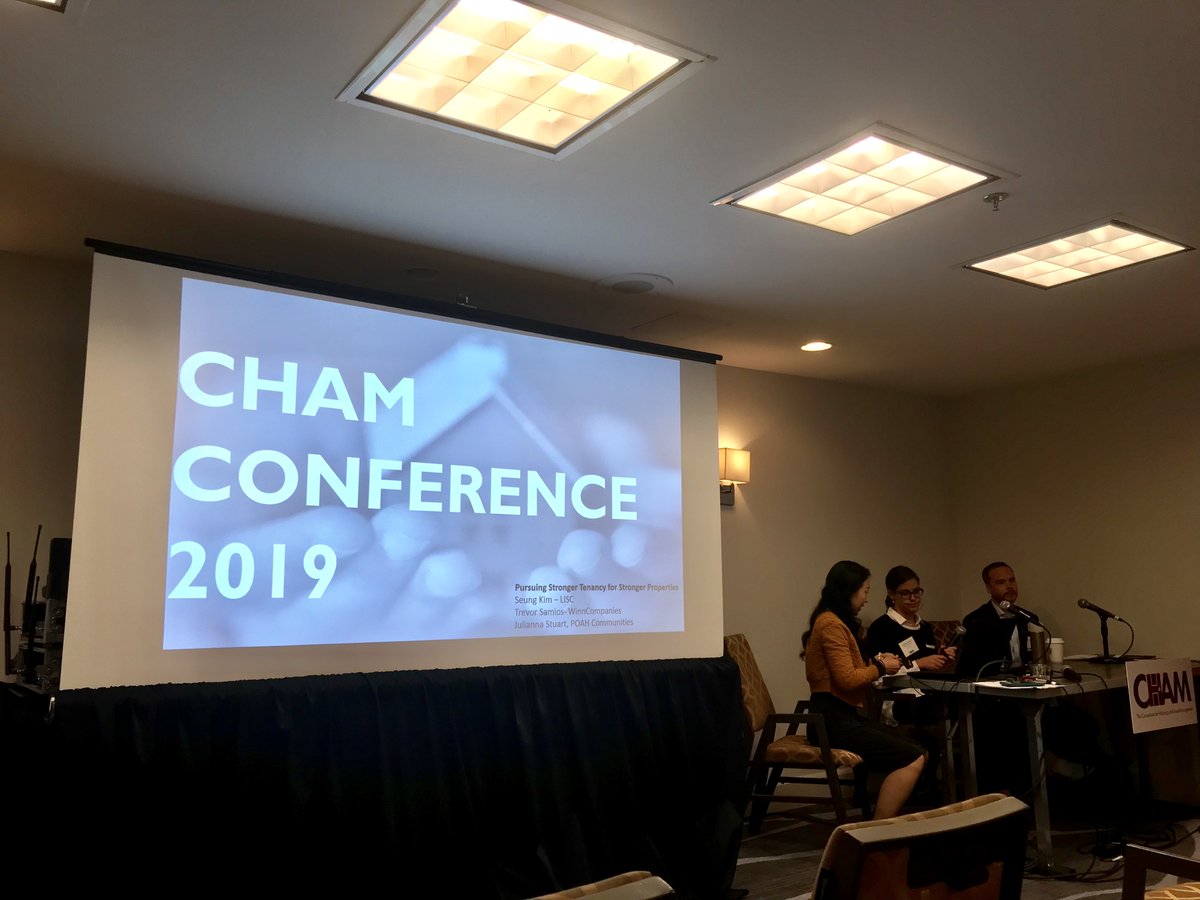 LISCInstitute's tweet photo. Seung Kim of @LISC_FinOpp and #FIWB making the connection between @just_shelter #Evicted and how #FOCs provide a social network and supportive services to help stabilize #housing and #economic opportunity for its clients. #CHAMConf #CHAM2019 https://t.co/PMoCKxf0mC