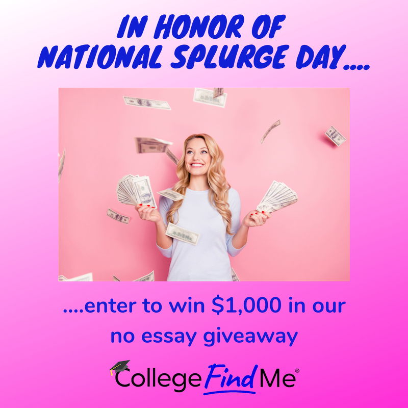 CollegeFindMe's tweet photo. If you won $1,000, what would you splurge on? Link in bio to enter to win! #splurge #noessaygiveaway #scholarship #payforcollege #collegefindme https://t.co/O7zviEbimS