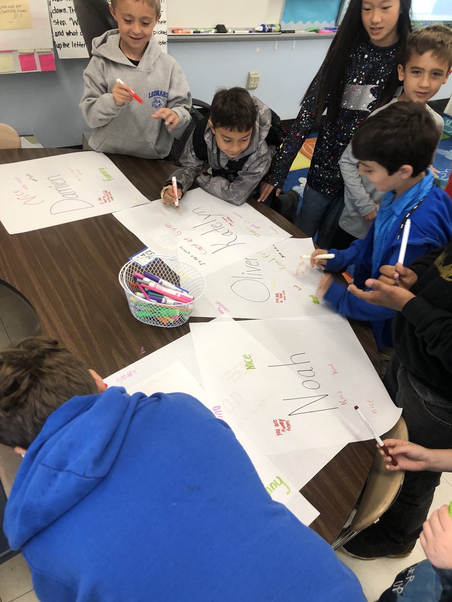 Miss_Yarmark's tweet photo. One of our favorite end of the year activities was our positive friend posters. I loved seeing the joy on every student’s face as they wrote nice comments to their friends and read the comments on their own posters! @LeonardoBearsNJ #MTPSpride https://t.co/7LJBkb03Vm