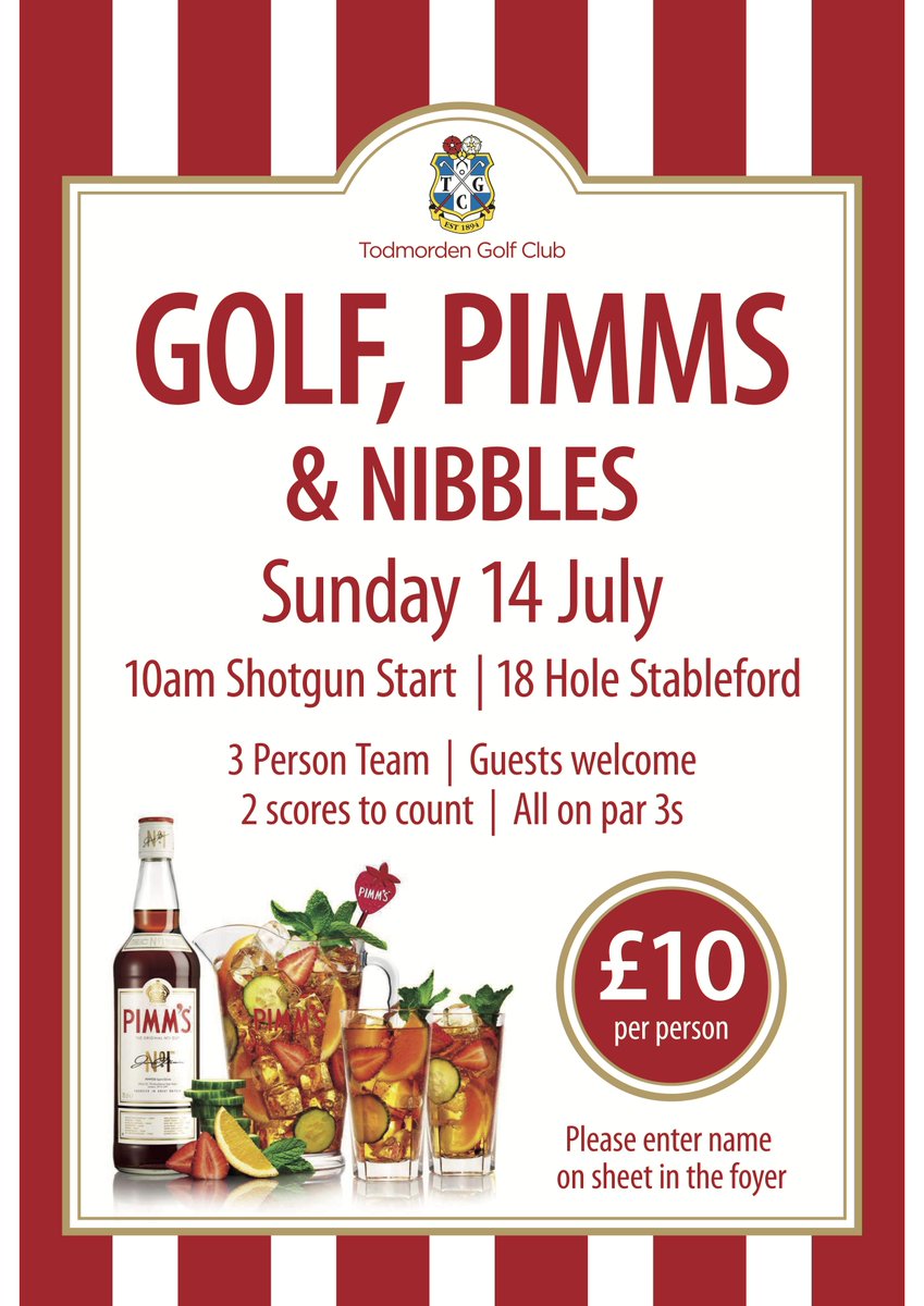 Upcoming event at Todmorden Golf Club - guests welcome!