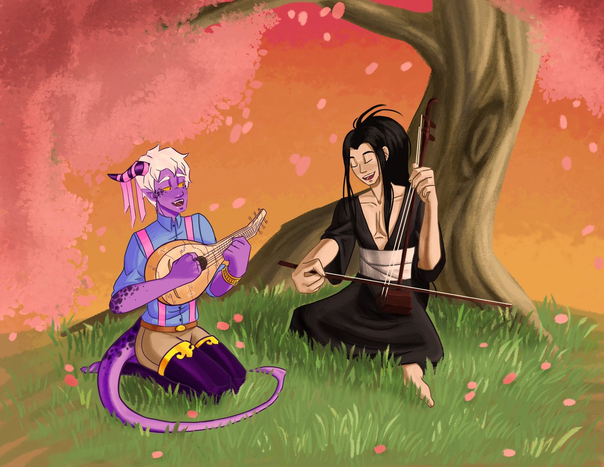 oraclespeakers1's tweet photo. A little drawing of my friend and I's DnD characters that accidentally fell into a really sweet romance as we started playing them π they're so good tbh
#dnd #dungeonsanddragons #dnd5e #originalcharacter #tieflingbard #humanmonk #tiefling #digitalart https://t.co/yC2ql1wzLX