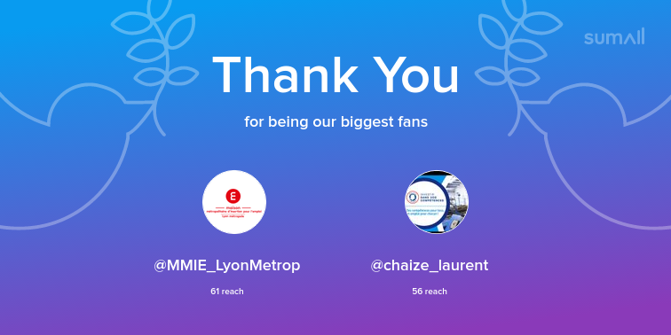 Our biggest fans this week: MMIE_LyonMetrop, chaize_laurent. Thank you! via sumall.com/thankyou?utm_s…