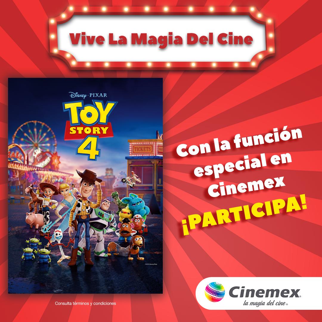 Cinemex's tweet photo. Vive #LaMagiaDeToyStory 4 en Cinemex, disfruta de una función especial con nosotros, previa al estreno. ¿Quieres saber cómo? Tenemos que llegar a 500 RT para liberar la dinámica. https://t.co/PLWWVOGJRo