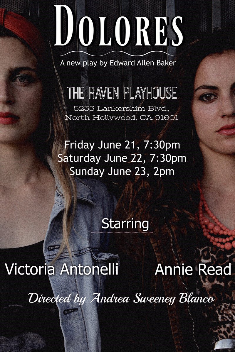 Dolores is produced and directed by women, and made to benefit women and children in domestic violence situations. The show opens this weekend (6/21) at the Raven Playhouse in North Hollywood, ticket sale and concession proceeds will go towards The Good Shepherd Shelter.
