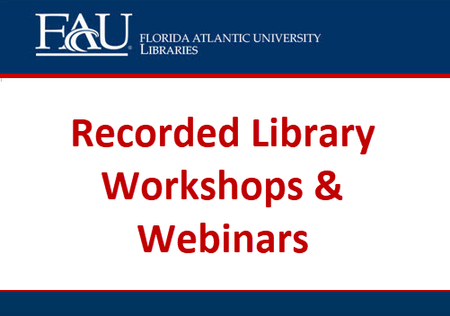kpadron_mlis's tweet photo. The @FAULibraries has posted some of its #libraryworkshop recordings online!  These include #APAcitation, #MLAcitation, and #healthsciences information sources!  Each include an online quiz at the end.  See the available recordings at https://t.co/weQEgHf6rc https://t.co/rYRA46ELsQ