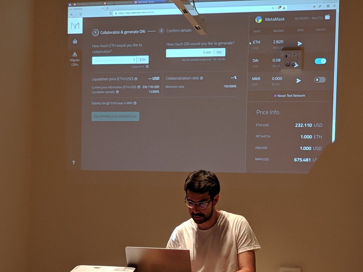 caelumlabs's tweet photo. .@SchezHugo is creating now a CDP, to generate $DAI using $ETH.

#Devcentralised https://t.co/Mopz2sjjde