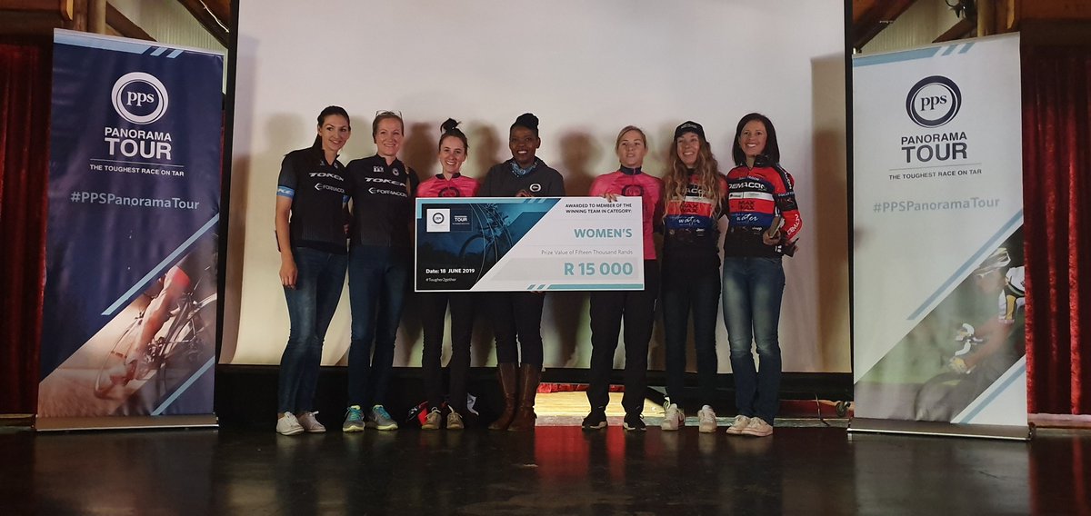 ThePanoramaTour's tweet photo. Congratulations to our Tour Overall Women’s winners top spot gets a R30 000 prize. 🥇@KimLeCourt &amp; @CarlaOberholzer (@DemaconLadies), 🥈Suzan Cronje &amp; @LynetteBurger (@DemaconLadies) 🥉@Stacey_Paul &amp; @GillianFourie (@tokencycling MT) #PPSPanoramaTour #Tougher2gether https://t.co/IcYShk3TT1