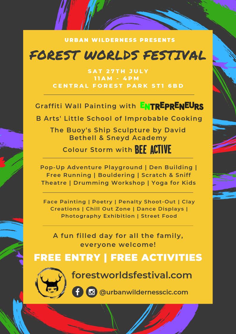 urban_cic's tweet photo. The Forest Worlds Festival programme is looking totally awesome!  Inspired by young people we've worked with over the past 3 years, incorporating activities they wanted to do outdoors.  Check it out! https://t.co/vuISZBiBc4
#forestworldsfestival #bykidsforkids #youthled https://t.co/H2kgU4mCTW
