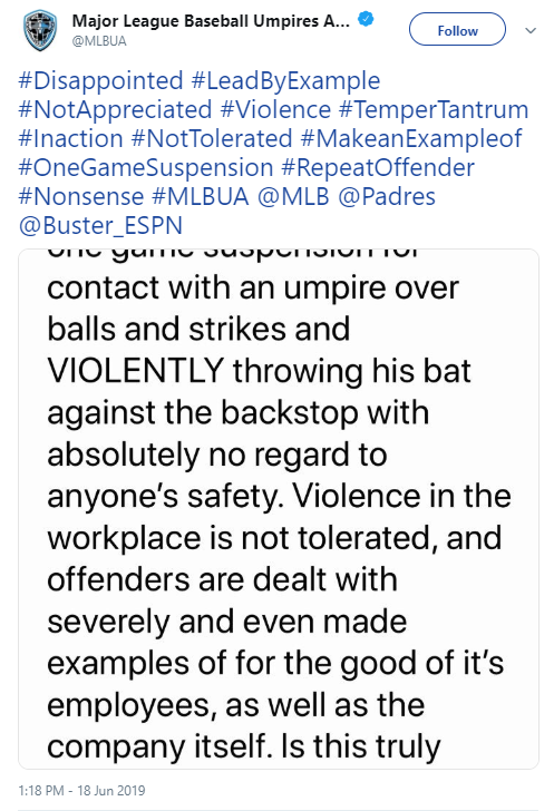 Minor_Leaguer's tweet photo. #InTermsOf #Style, #ThisIsOneOfTheWorstTweets #I #HaveEverSeen #Disappointed #RoboUmps #UmpiresAssociationShouldHireSomeoneToTweetForThemAndPayThemADecentWage @Buster_ESPN https://t.co/uQPQzp0AjM