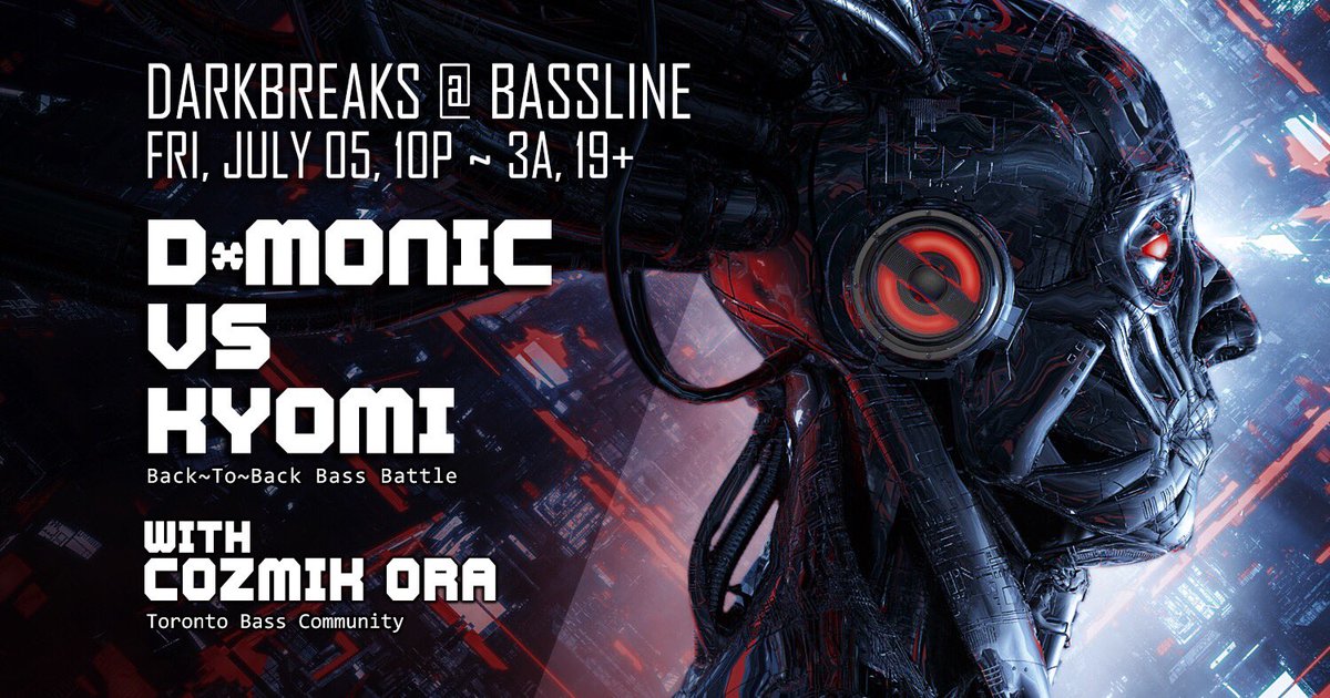 darkbreaksCA's tweet photo. We are back at our residency at @BasslineToronto on Friday July 5! Party info >> https://t.co/5VXeE73C7q #bassmusic #breaks #nuskool #breakbeat #edm https://t.co/5bIBQwMSfp
