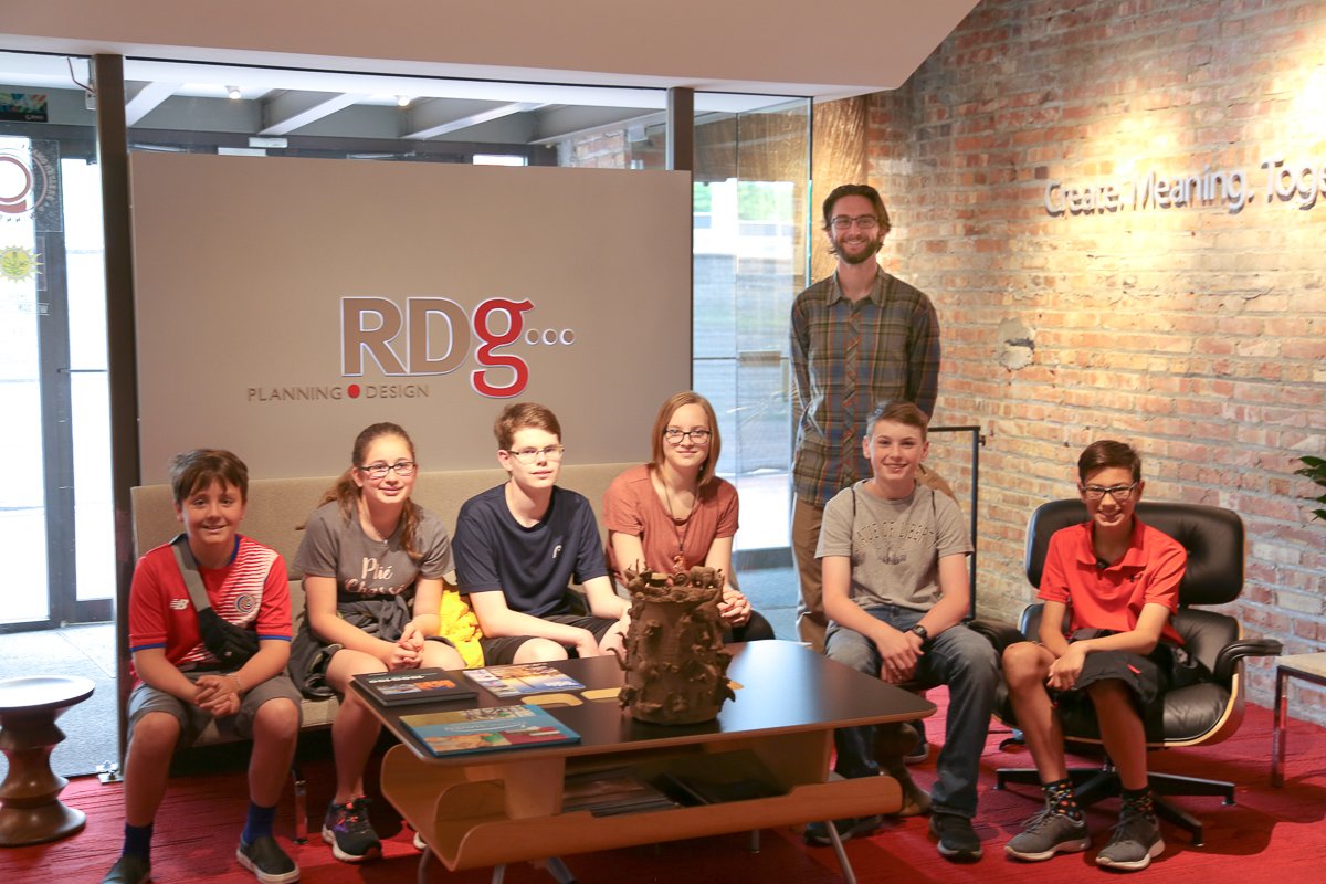 rdgusa's tweet photo. This week, RDG joins various local professionals for @KANEKO1111 #SummerKidsCamp, which focuses on #ArchitectureDesign. Today, students toured the RDG Omaha office. Learn more about the camp - https://t.co/rgJzw5vjGX. 

#designinspires #architecture #summercamp #education https://t.co/SDb3vlj0qj