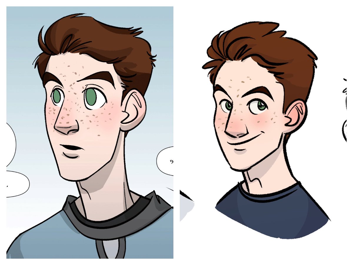 heymolls's tweet photo. itβs very easy for me to think that i havenβt gotten any better at drawing, but i put these 2016 and 2019 kids side by side and was blown away. differences are subtle but theyβre there! #bluelinerscomic https://t.co/2F4oB8s2Lq
