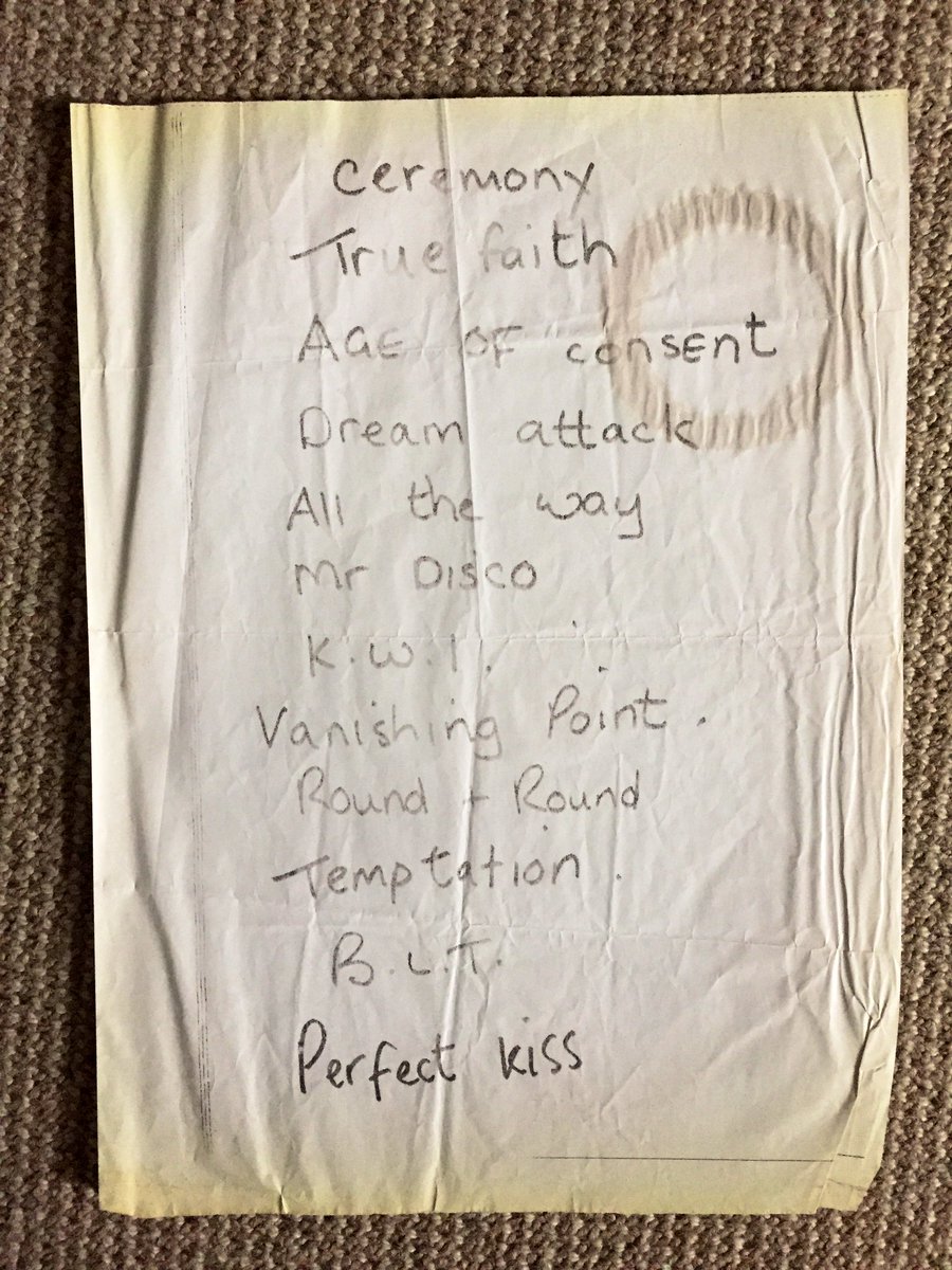 kev586's tweet photo. @JD_Central And here's the set list.. a bit battered, but it is 30 years old! #neworder #irvinemeadows https://t.co/yJBr2ThxIY