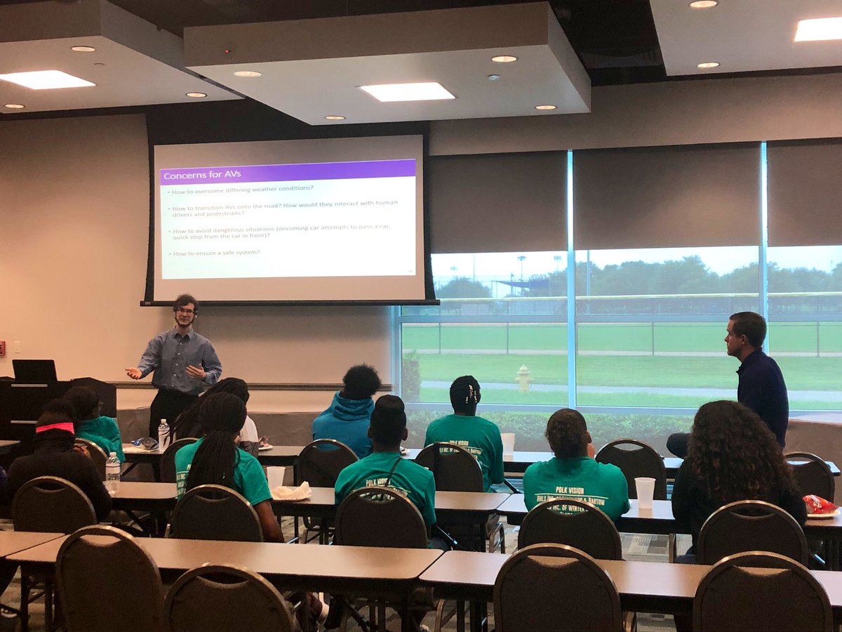 keldasenior's tweet photo. Thanks to @PolkVision for the opportunity to speak about #SunTrax and #autonomousvehicles with some really smart mechanical engineers from @FLPolyU. https://t.co/ulMR76bm5p