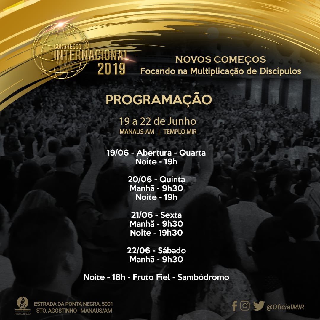 A 21a edição do Congresso da Visão Celular no Modelo dos 12 começa AMANHÃ!
⠀⠀⠀⠀⠀⠀⠀⠀
Cremos e declaramos que serão dias extraordinários. Líder de êxito, convoque suas gerações. Veja programação completa em mir12.com.br