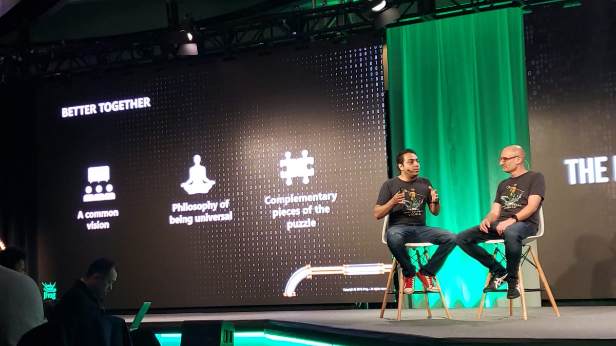 "We are better together" <a href="/avinci/">avinci</a> takes the stage as a Frog - telling the <a href="/BeShippable/">Shippable</a> journey to join @Jfrog, and the seeds of JFrog Pipelines from 2013 to 2019. #swampUP