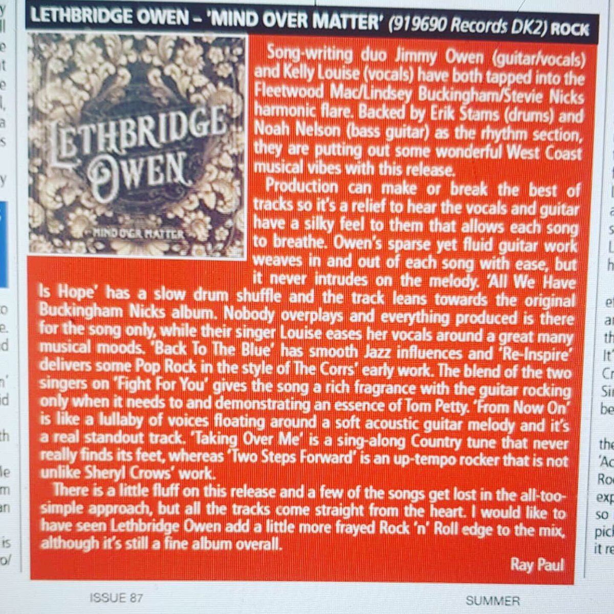 wolfmoonband's tweet photo. 🤩We are in this months issue (87) of Fireworks magazine... flick through for the review!!🤩
Thankyou @fireworksmagazine
.
.
.
#albumreview #debutalbum #mindovermatter #fireworksmagazine #issue87
#lethbridgeowen #magazinereview https://t.co/6sUQyUQ2iv